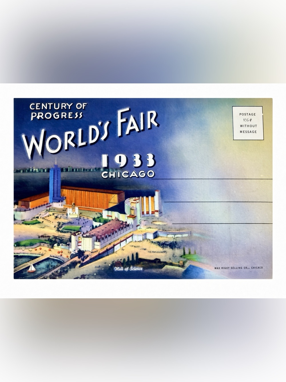 1933 Chicago World’s Fair Souvenir Postcard Folder Hall of Science